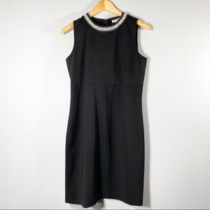 LOFT Women’s Black Dress w/Pearl “Necklace” Detail